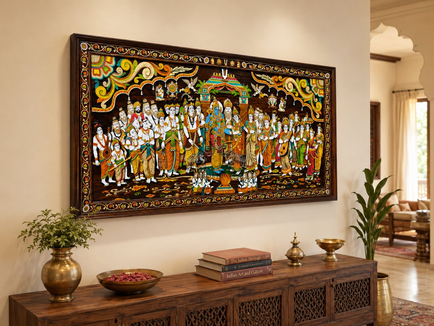 Srinivasa Kalyanam Rosewood Wall Panel – 8x4 ft