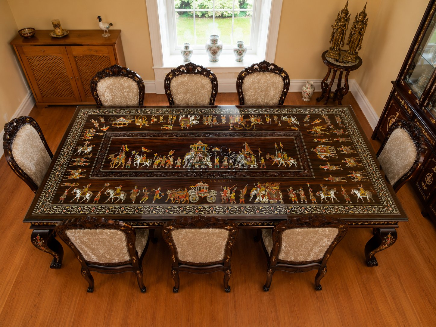 Vintage Palace Collection Rosewood Dining Table Set