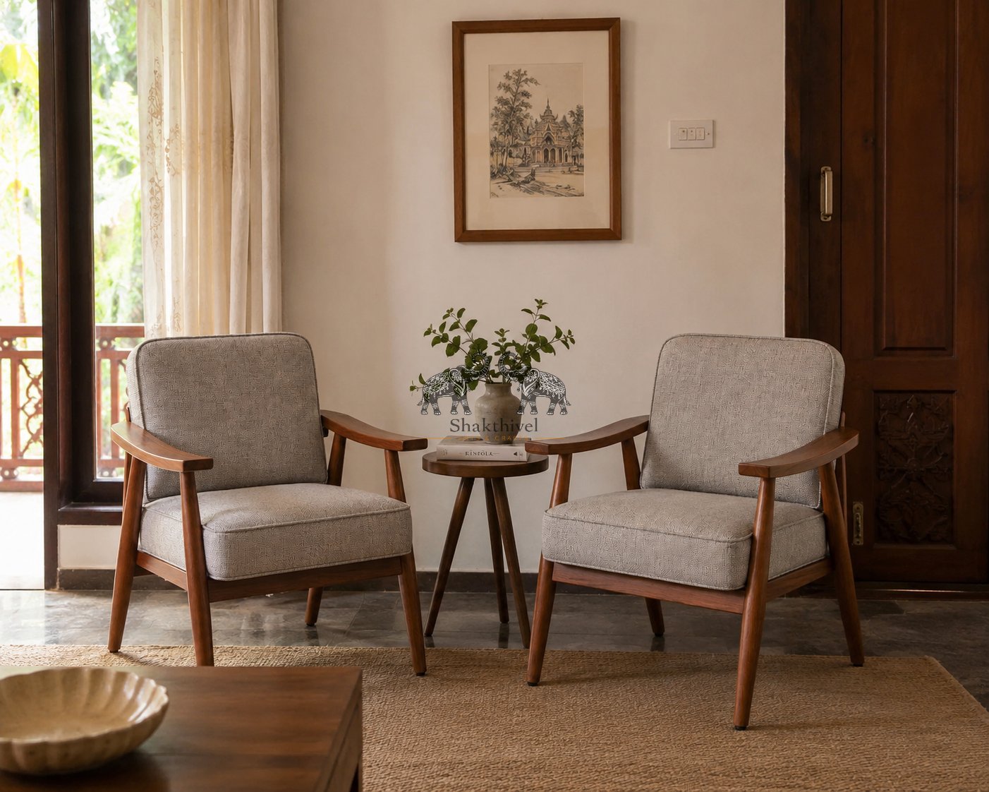 Scandinavian Style Wooden Arm Chair