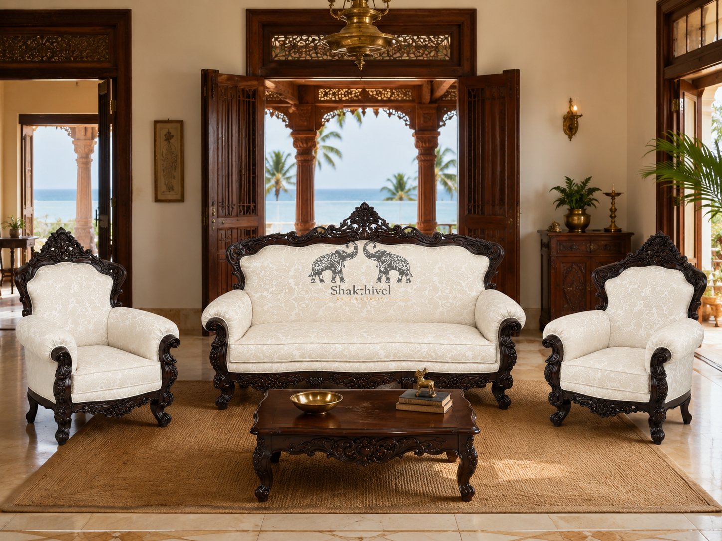 Victorian Inspired Rosewood 3-Seater and Single Chair Set