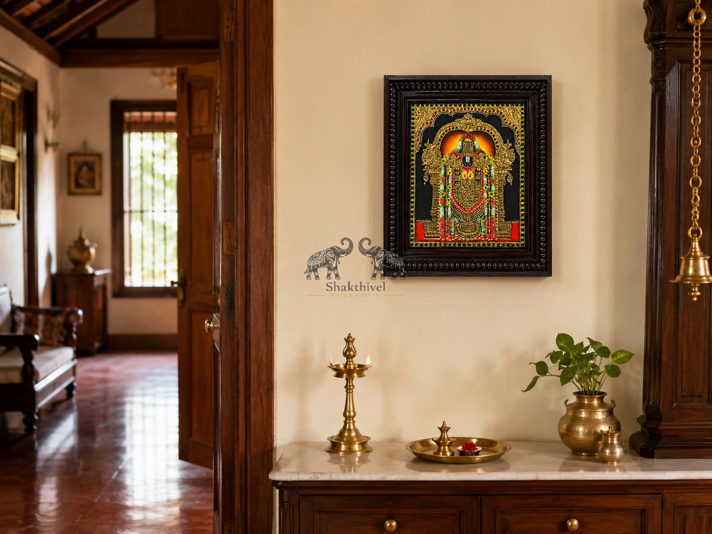 Royal Tirupati Balaji Gold Foil Tanjavur Artwork