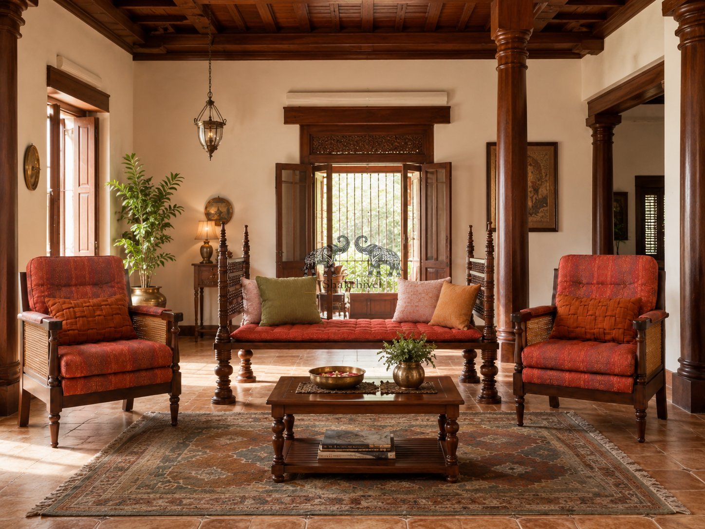 Vintage Rosewood Three-Seater and Armchair Set