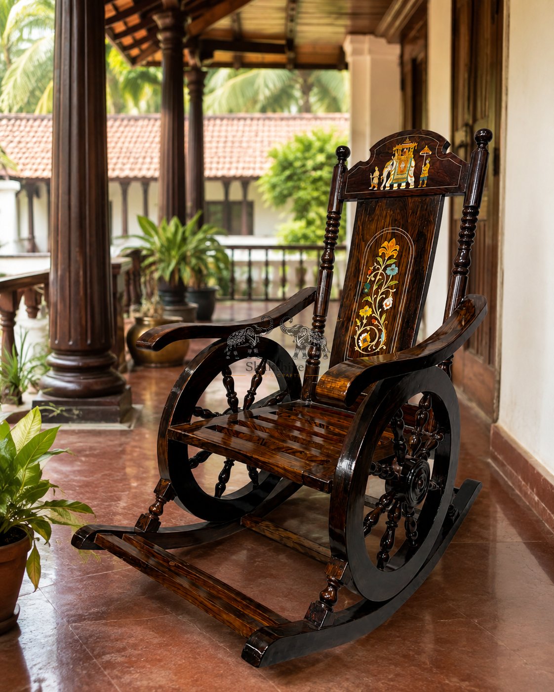 Vrindavan Bloom Rosewood Rocker