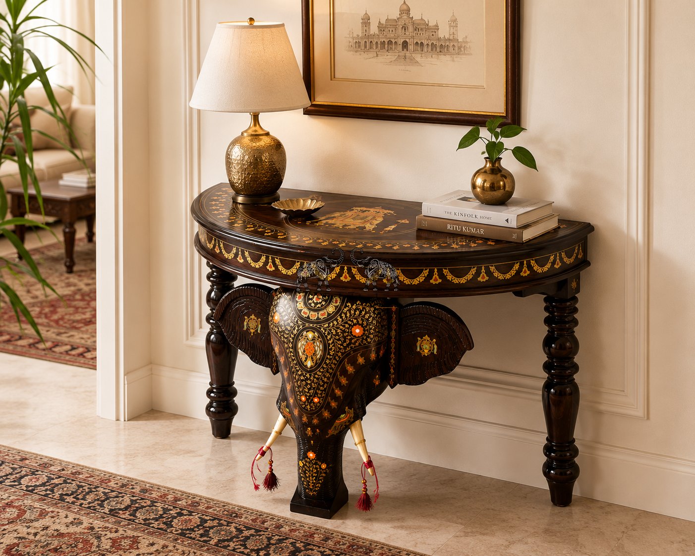 Palace Collection Elephant Motif Console Table