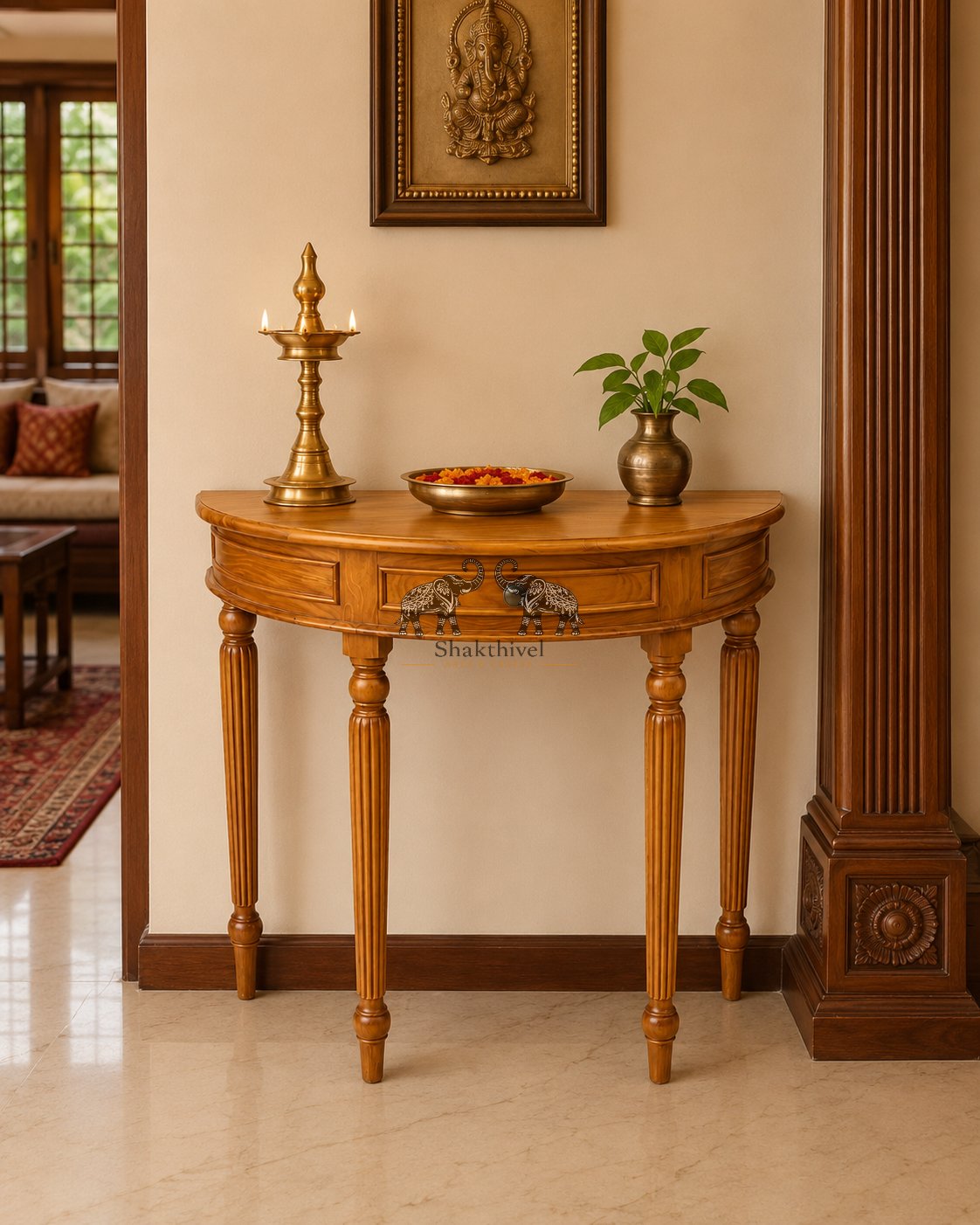 Premium Golden Teak Console Table