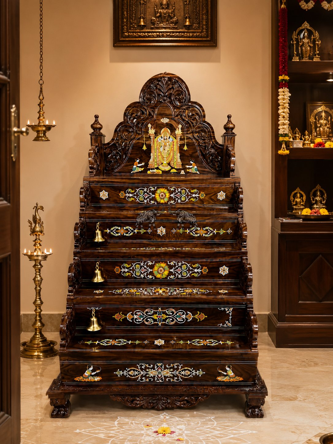 5 Tier Rosewood Pooja Step Mandasana