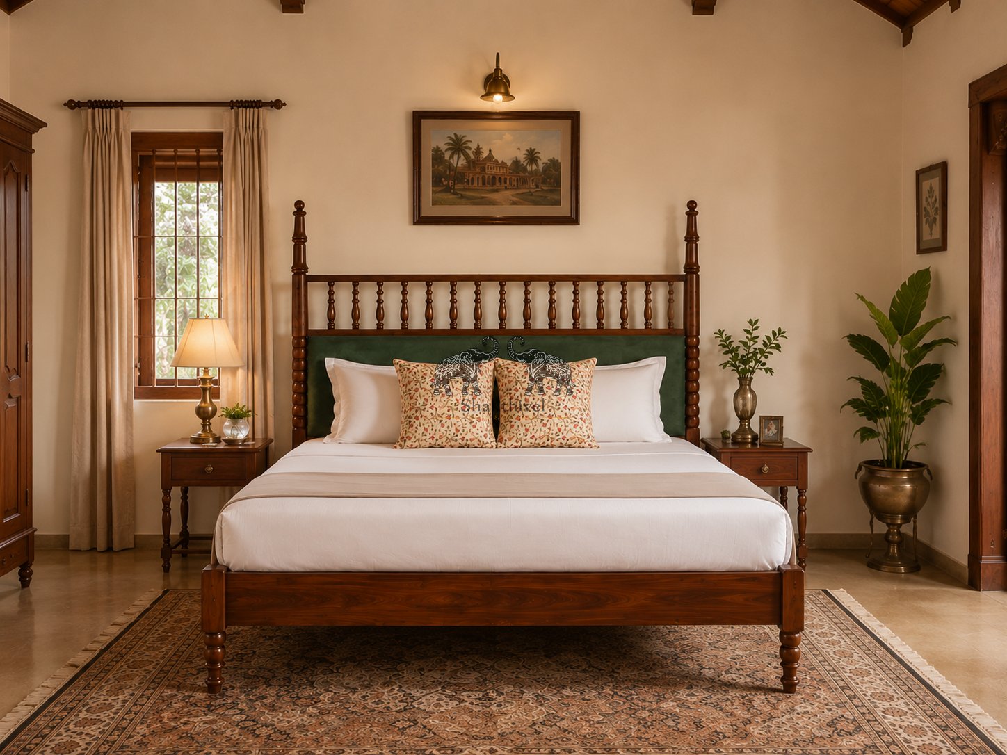 Colonial Style Wooden Bed Design