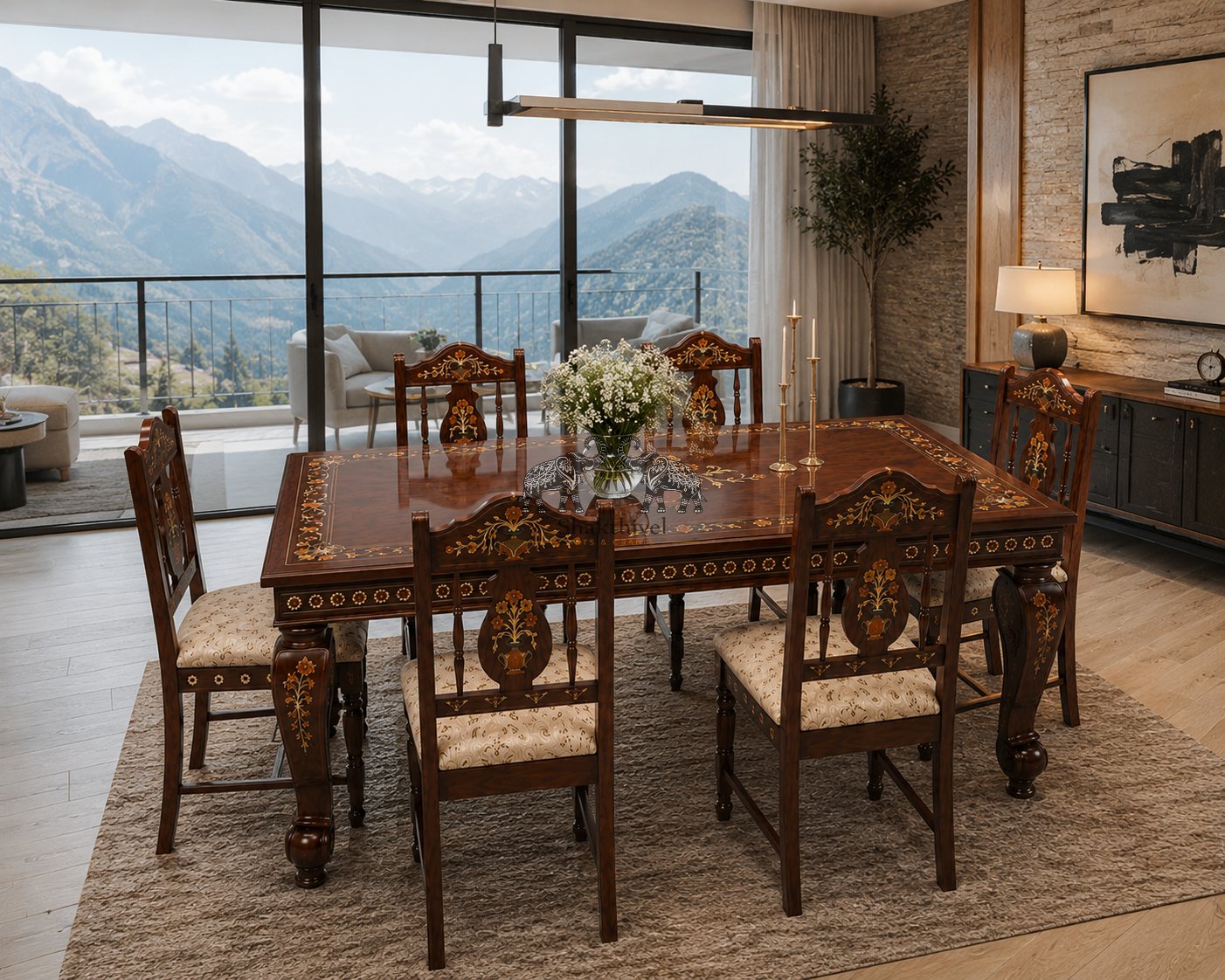 Timeless Floral Carved Dining Set