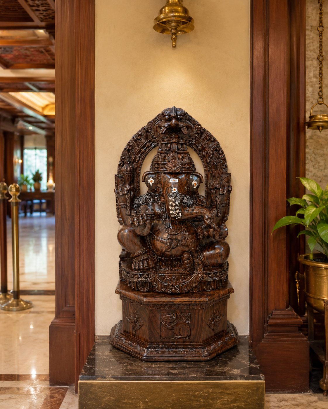 Divine Artisan-Crafted Ganapati Wooden Décor